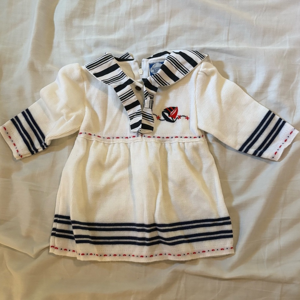 Nautical Baby Dress with Embroidered Anchor